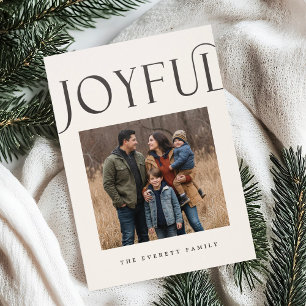 Bold Modern Joyful Type Christmas Holiday Letterpress Photo Cards