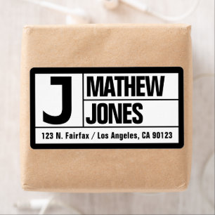 Bold & Modern Large Font b&w Return Address Label