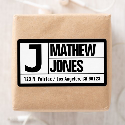 Bold  Modern Large Font  bw Return Address Label