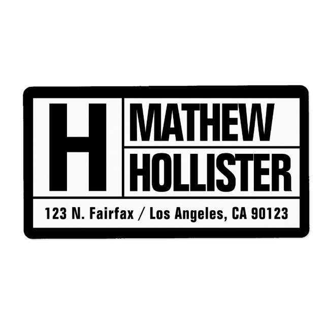 Bold & Modern Large Font | b&w Return Address Label (Front)