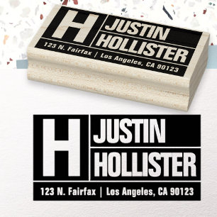 Bold & Modern Large Font Black Return Address Rubber Stamp