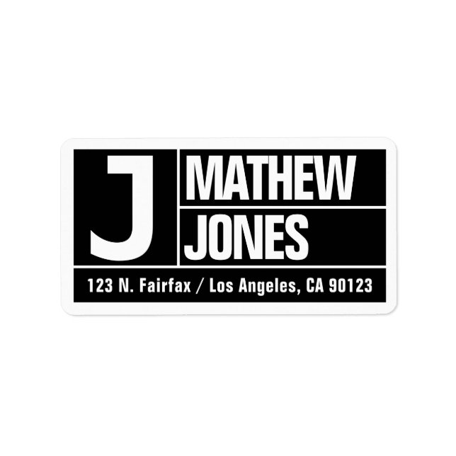Bold & Modern Large Font | Black & White Return Label (Front)