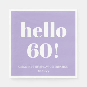 Bold Modern Lavender Purple 60th Birthday Party Napkins