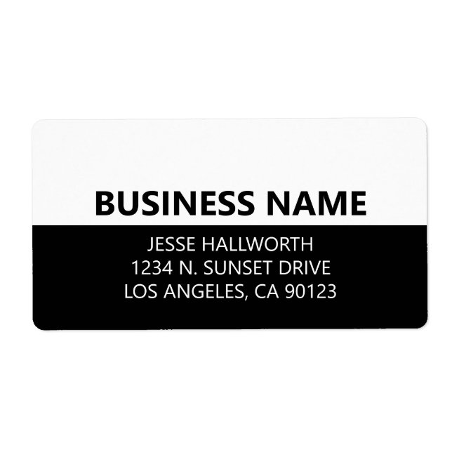 Bold Modern Looking Black & White Return Address Label (Front)