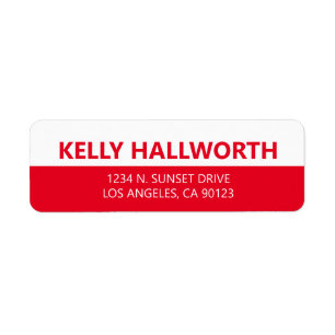 Bold Modern Looking Red and White Return Address Label