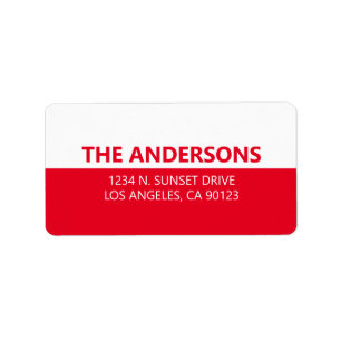 Bold Modern Looking Red & White Return Address Label
