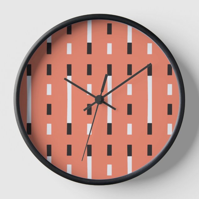 Bold & Modern Memphis Style Black,White,Orange Clock (Front)
