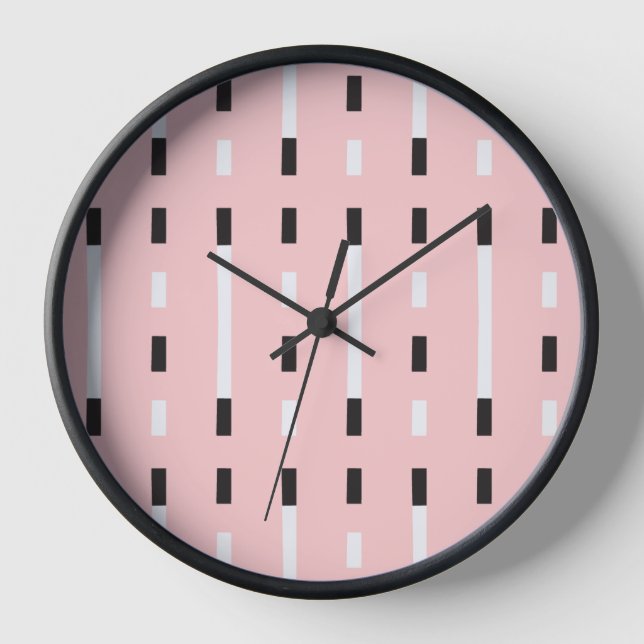 Bold & Modern Memphis Style Black,White,Pink Clock (Front)