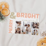 Bold Modern Merry And Bright Five Photo Holiday Card