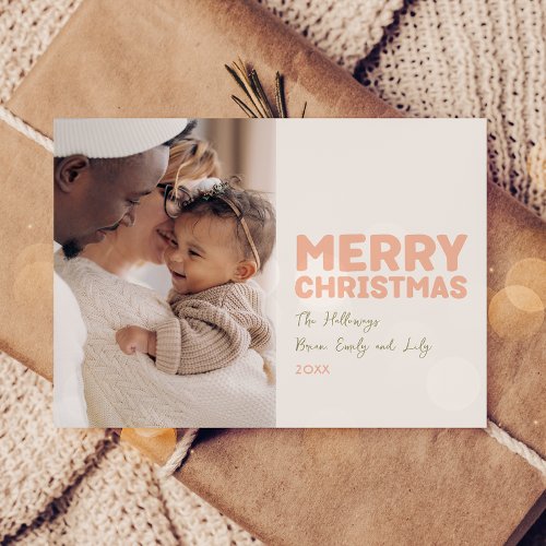 Bold Modern Merry Christmas One Photo Holiday Card