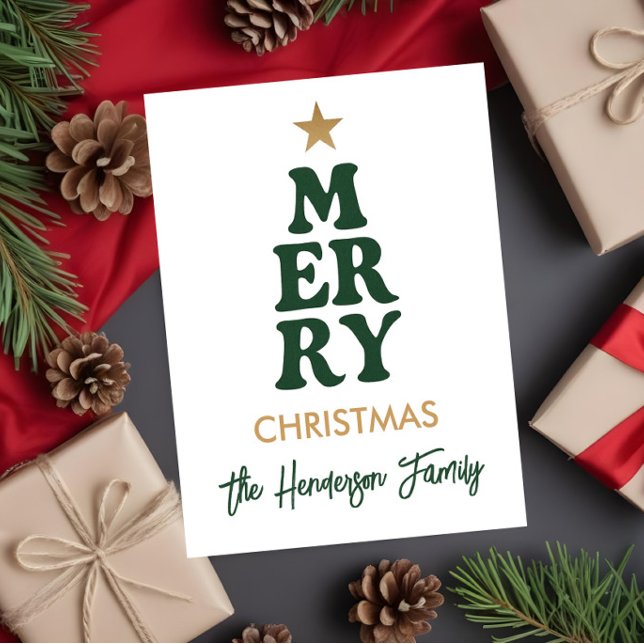 Bold Modern Merry Christmas  Postcard (Creator Uploaded)