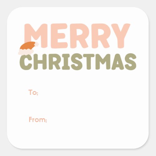 Bold Modern Merry Christmas To From Holiday Square Sticker