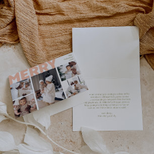 Bold Modern Merry Folded Five Photo Holiday Card