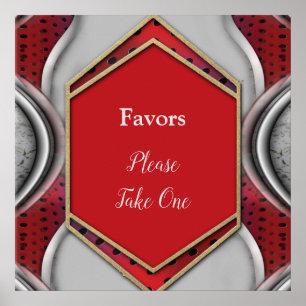 Bold Modern Metallic 3D Red Gray Texture Look Poster