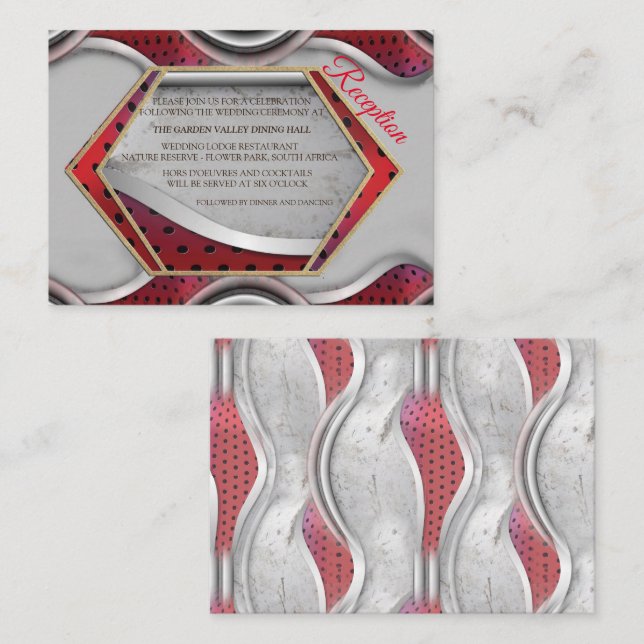 Bold Modern Metallic 3D Red Grey Texture Look Enclosure Card (Front/Back)