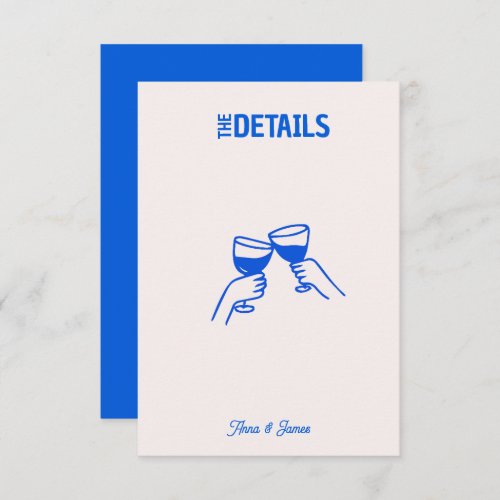 Bold Modern Minimal  Blue Wedding Enclosure card