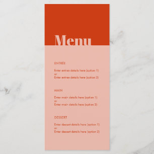 Bold Modern Minimal Typography Orange Pink Wedding Menu