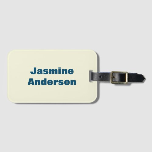 Bold Modern Minimalist Beige Ocean Blue Color Luggage Tag