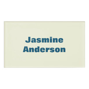 Bold Modern Minimalist Beige Ocean Blue Color Name Tag
