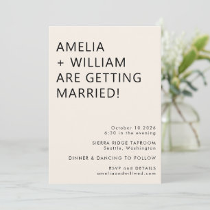 Bold Modern Minimalist Black Ivory TrendInvitation Invitation