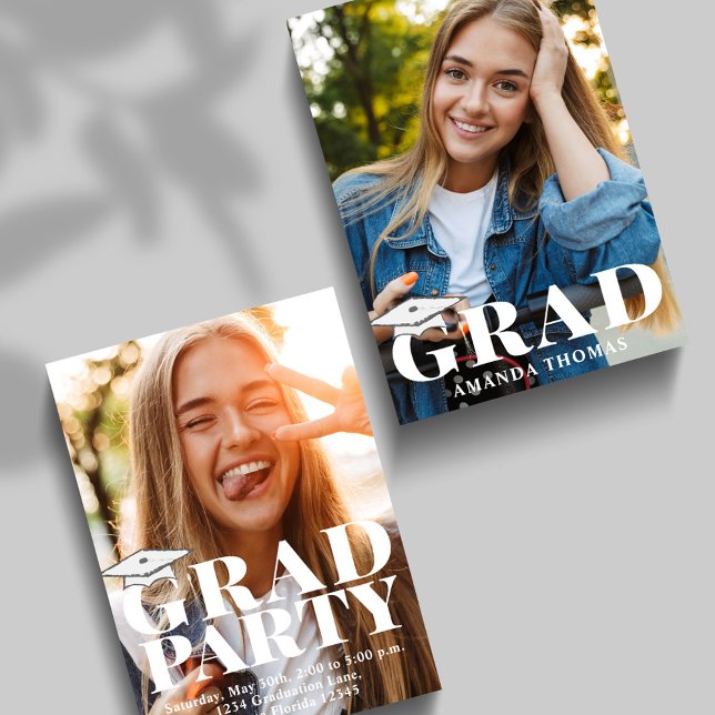 Bold Modern Minimalist Graduation Photo Template (Bold modern minimalist graduation photo card with standout clean typography.)