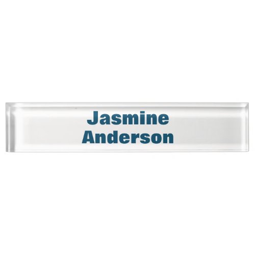 Bold Modern Minimalist Ocean Blue Color Desk Name Plate