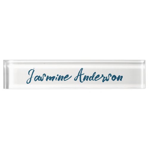 Bold Modern Minimalist Ocean Blue Color Desk Name Plate