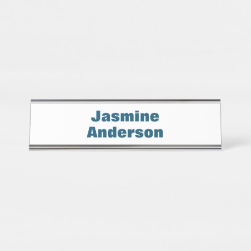 Bold Modern Minimalist Ocean Blue Color Desk Name Plate