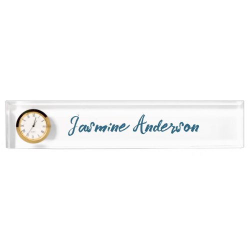 Bold Modern Minimalist Ocean Blue Color Desk Name Plate