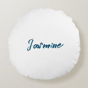 Bold Modern Minimalist Ocean Blue Color Round Pillow