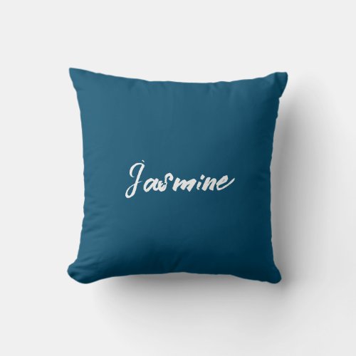 Bold Modern Minimalist Ocean Blue Color Throw Pillow