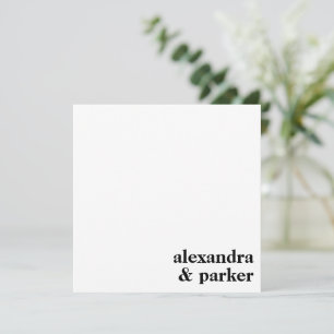 Bold Modern Minimalist Typography Couple Names Note Card