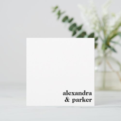 Bold Modern Minimalist Typography Couple Names  Note Card