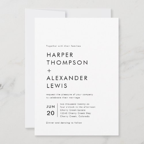 Bold Modern Minimalist Wedding Invitation