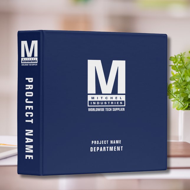 Bold Modern Monogram Business Logo Blue  3 Ring Binder (Creator Uploaded)