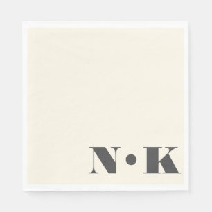 Bold Modern Monogram Initials Black Cream Wedding Napkins