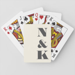 Bold Modern Monogram Initials Black Cream Wedding Playing Cards