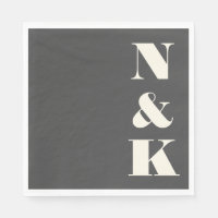 Bold Modern Monogram Initials Black White Wedding