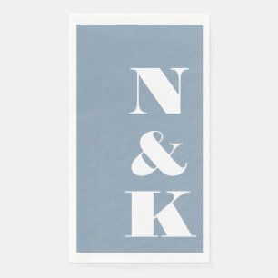 Bold Modern Monogram Initials Wedding Dusty Blue Paper Guest Towels