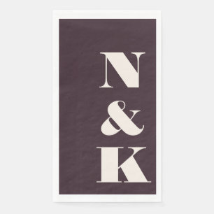 Bold Modern Monogram Initials Wedding Plum Paper Guest Towels