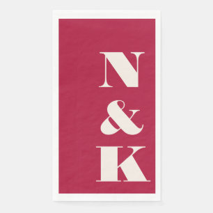 Bold Modern Monogram Initials Wedding Red Paper Guest Towels
