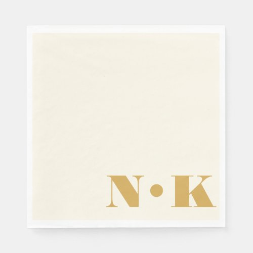 Bold Modern Monogram Initials Yellow Cream Wedding Napkins