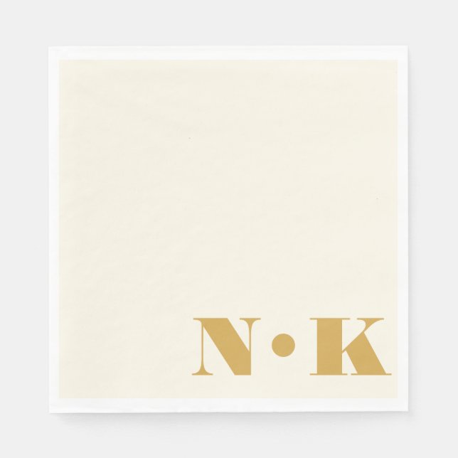 Bold Modern Monogram Initials Yellow Cream Wedding Napkins (Front)
