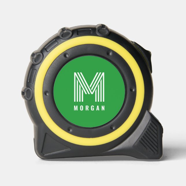 Bold Modern Monogram Name | Green Tape Measure (Front)