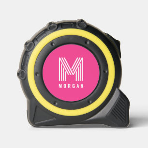 Bold Modern Monogram Name Pink Tape Measure