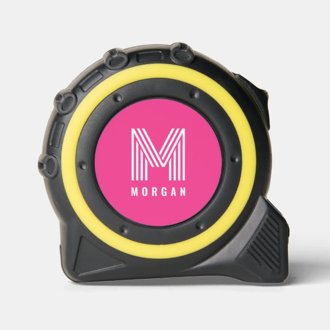 Bold Modern Monogram Name | Pink Tape Measure (Front)