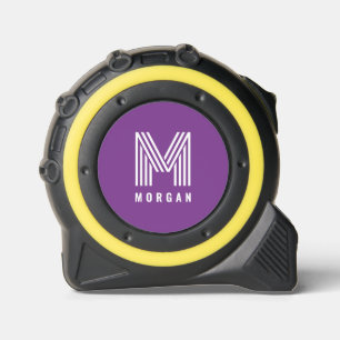 Bold Modern Monogram Name Purple Tape Measure