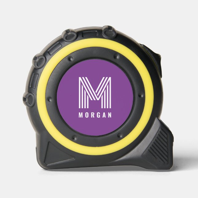 Bold Modern Monogram Name | Purple Tape Measure (Front)
