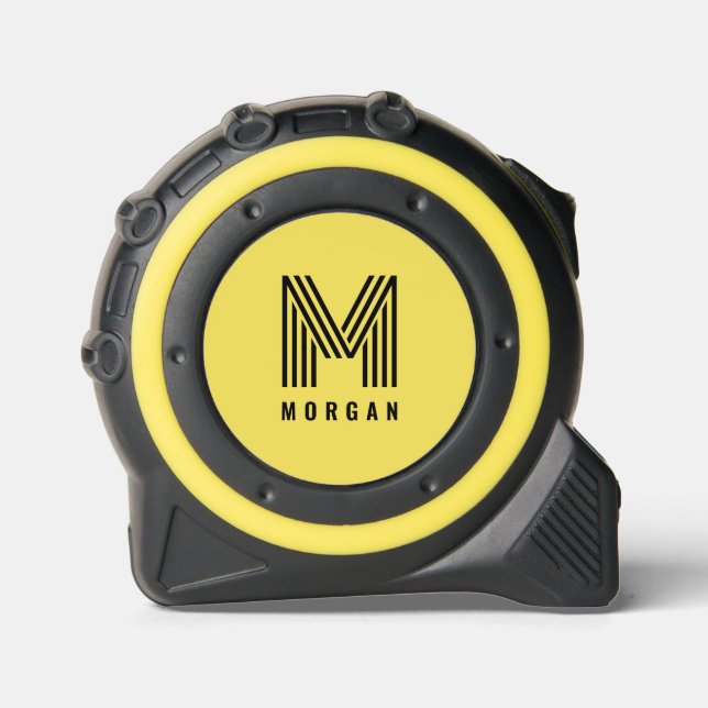 Bold Modern Monogram Name | Yellow Tape Measure (Front)
