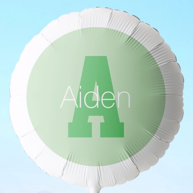 Bold Modern Monogram | Pale & Kelly Green Balloon (Creator Uploaded)